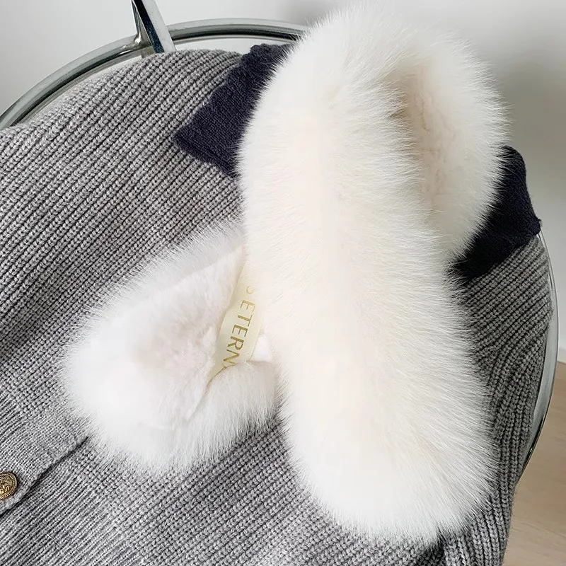 

New Fox fur back otter rabbit fur scarf double-sided cross female winter plush real fur whole fur bib collar