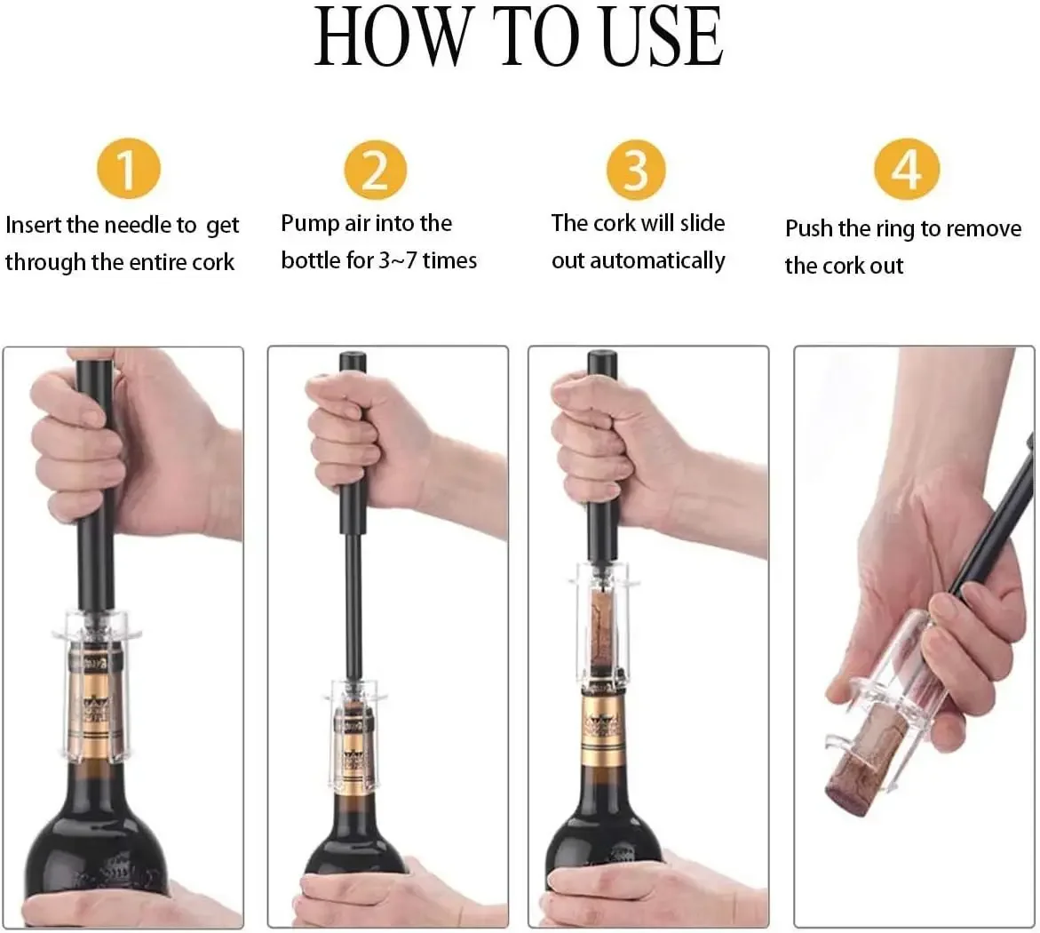Air Pump Wine Bottle Opener Air Pressure Vacuum Wine Stopper Beer Lid Opener Corkscrew Corks Out Tool Kitchen Accessories view 4