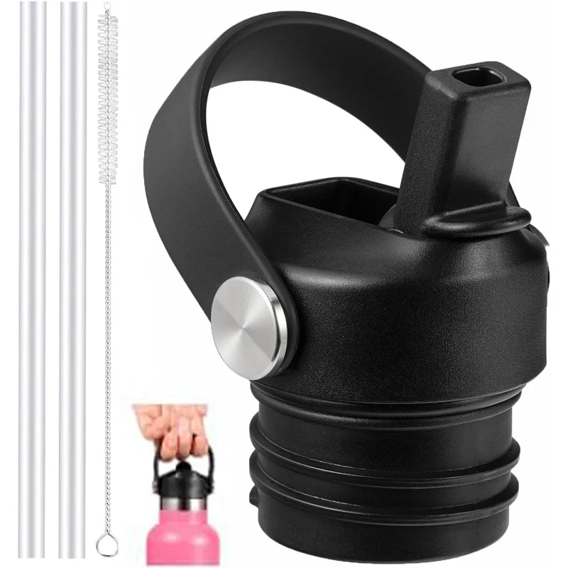 하이드로 플라스크 빨대 뚜껑, 빨대 포함, 18 21 24 oz, 표준 마우스 교체, 스포츠 물병 캡, 핸들 포함 