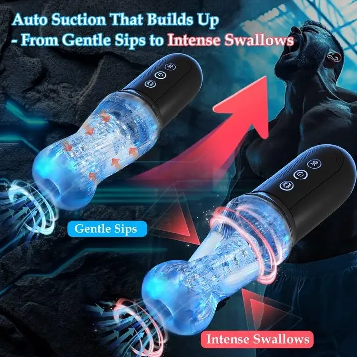 جهاز استمناء للرجال ألعاب جنسية للبالغين للرجال - أكمام فائقة النعومة قابلة للعصر مص تلقائي تهتز اللسان آلة الجنس القضيب بوم #3