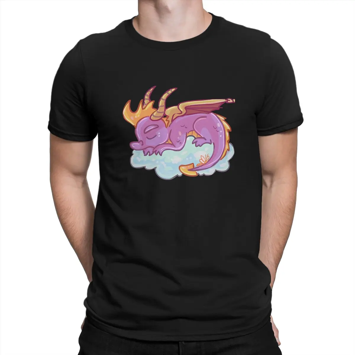 Sleeping On A Cloud Yy4 T Shirt Men Novelty T-Shirt Round Neck Spyro The Dragon Game Tee Shirt Short Sleeve Clothing Gift