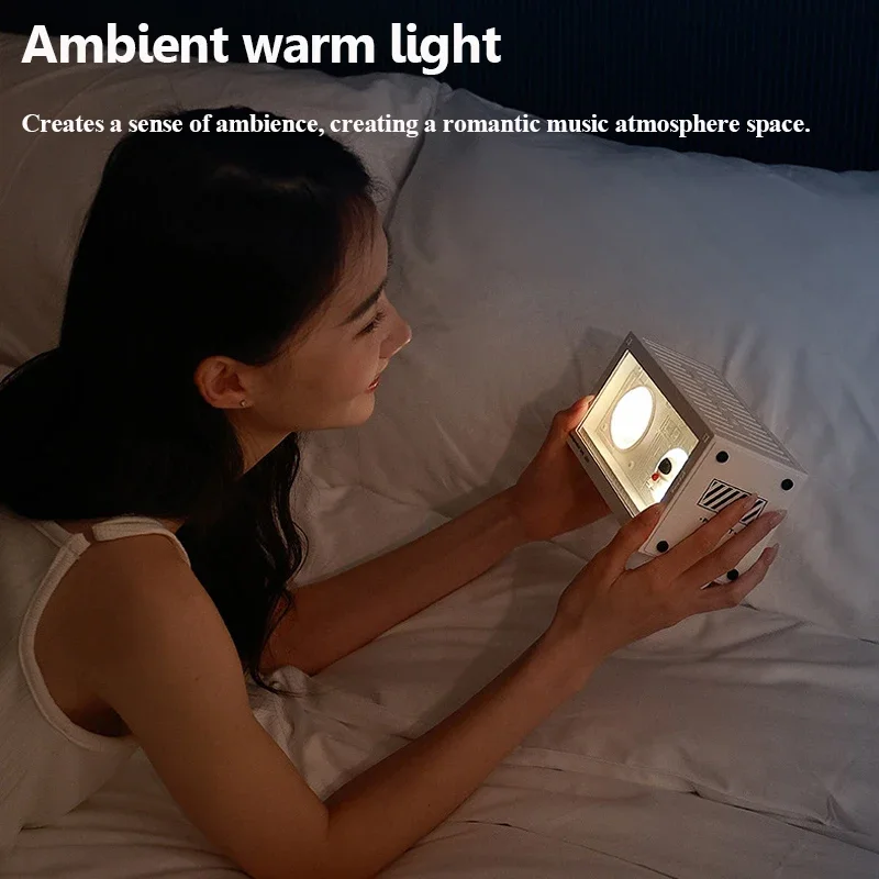 ブルートゥースとHi-Fiサウンドを備えたポータブルヴィンテージスピーカー,サブウーファー,ワイヤレスmp3ミュージックプレーヤー,温かみのあるアンビエントライト,TFサポート,USB, AUX