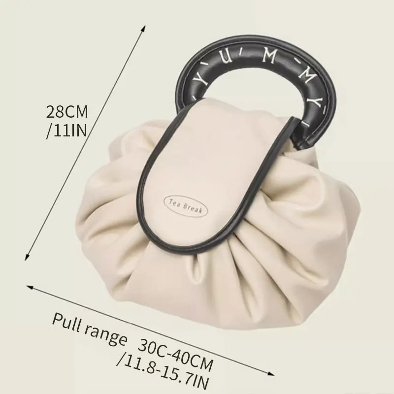 حقيبة مستحضرات التجميل للسفر برباط قابلة للسحب بسعة كبيرة حقيبة فرش مستحضرات التجميل للنساء حقيبة تخزين مستحضرات التجميل للسفر بمقبض