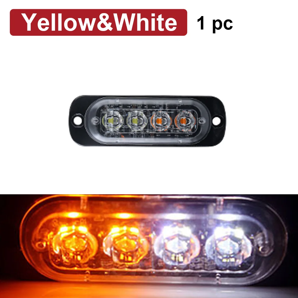 Car Strobe Warning Light Emergency Lamp 12/24V Automatic Flashing Side Marker Blinking Police Truck SUV Motorcycle Light Bar