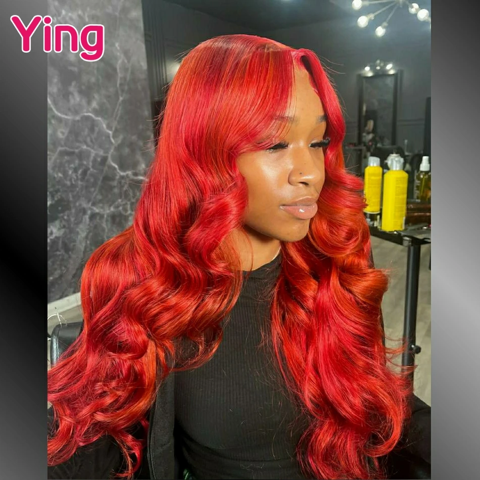 

36 Inch 200% Orange Red Body Wave 13x4 Human Hair Lace Front Wig Colored Brazilian 13x6 Transparent Lace Frontal Wig For Women
