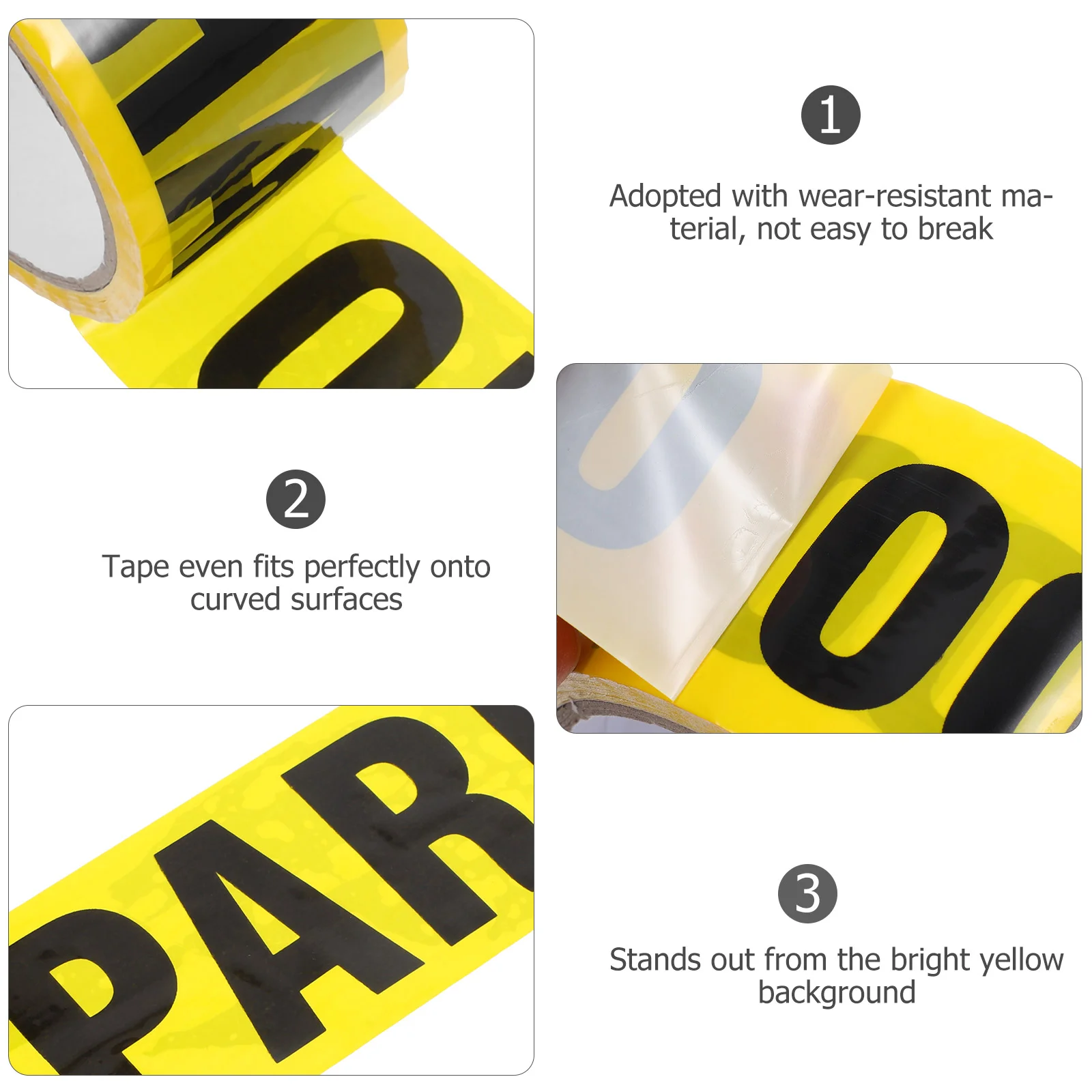 Fita de advertência resistente ao rasgo, marcação adesiva, texto preto, fundo amarelo, etiqueta do cuidado, decalques do assoalho, papel de segurança DIY