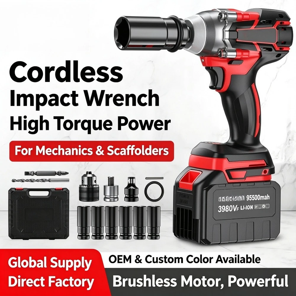 Brushless Electric Impact Wrench Electric Ratchet Wrench Electric Pipe Wrench Set for Car Tire Repair Workshop