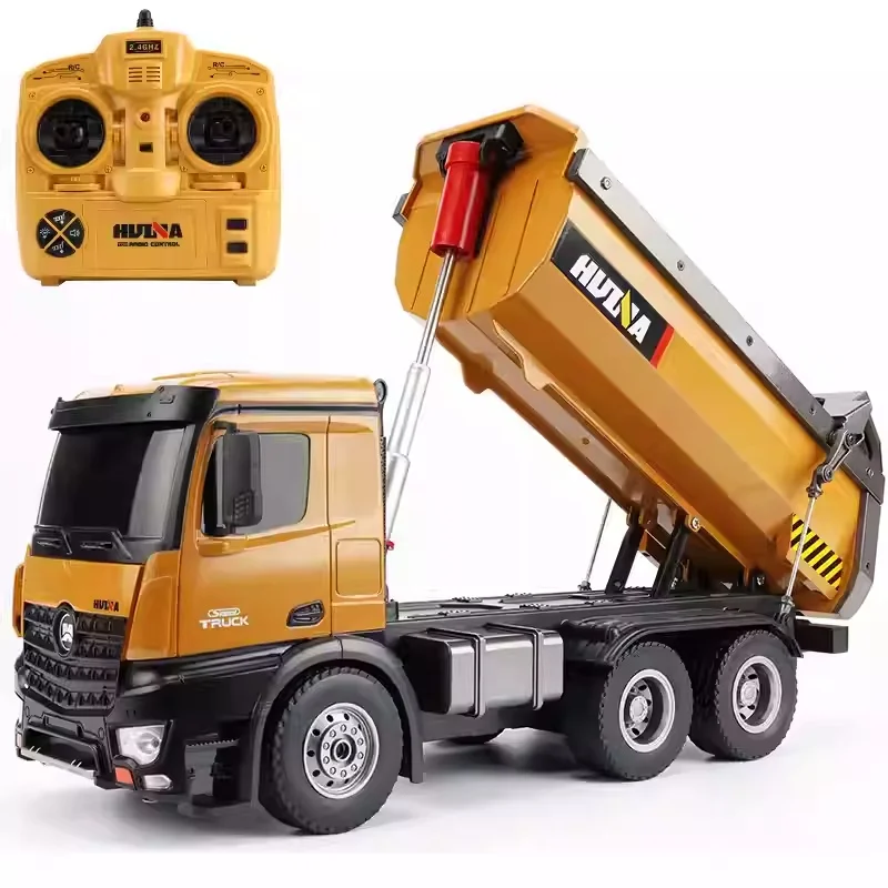 Huina Toys Full Scale Ten Channel Alloy Loading Self Dumping  Transport Remote Control Engineering Vehicle Model Toy Boy Gift