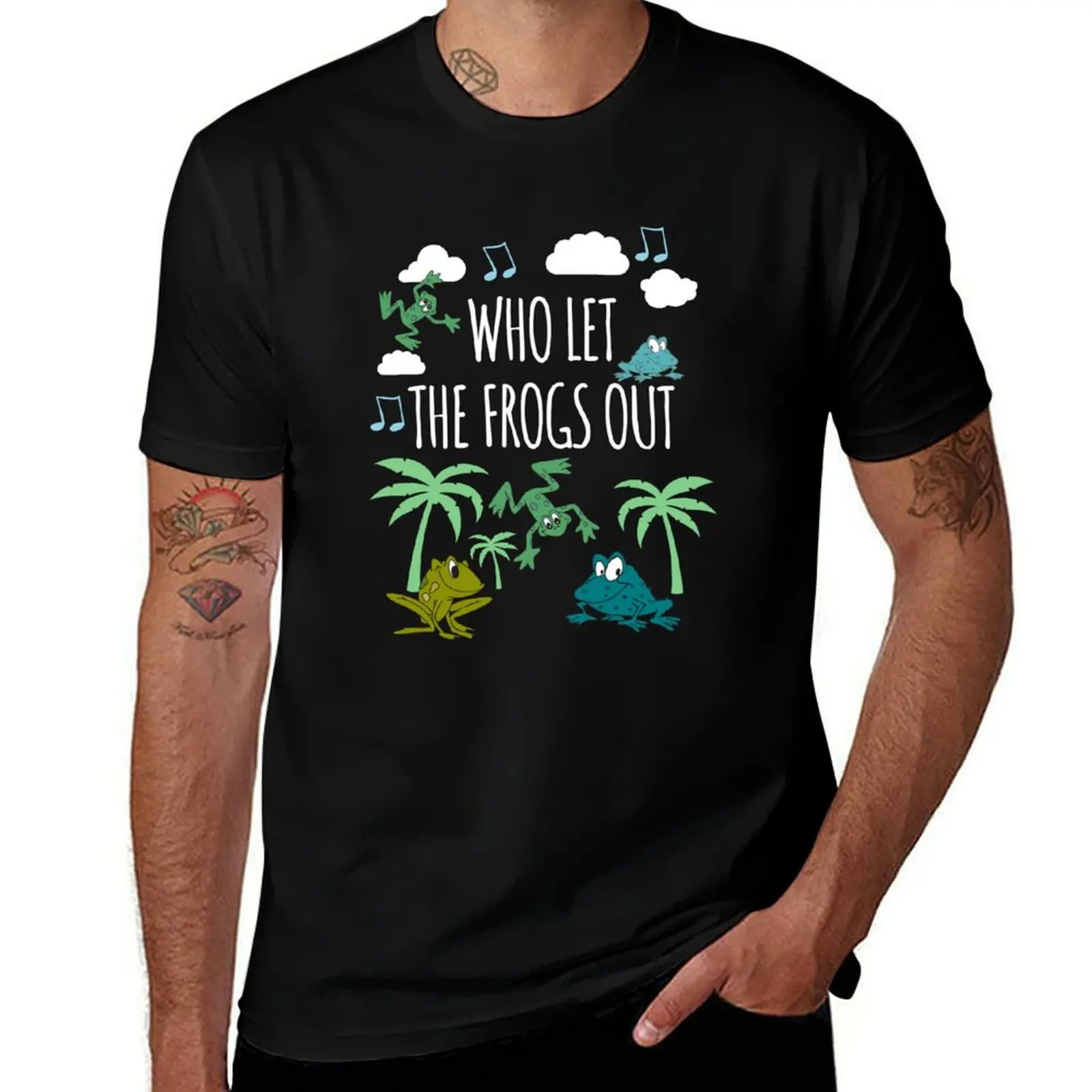 Funny Passover Seder, Who Let the Frogs Out, Passover Gift, Pesach Design T-Shirt Moisture Control Sports Tee T-Shirt