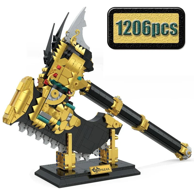 EM ESTOQUE MOC Criatividade Machado de Batalha Blocos de Montar Modelo Serra Elétrica Espada Brinquedos de Montagem para Crianças Conjunto de Presente de Aniversário