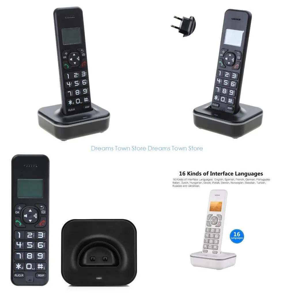 HX6A Desktop Telephone Fixed Landline Cordless Caller Number Storage Multi Language