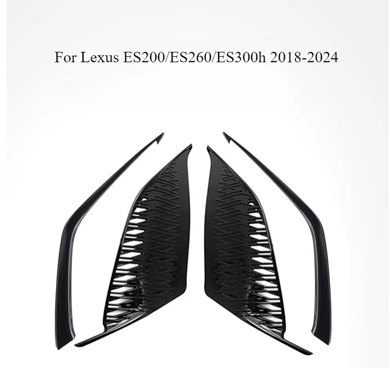 

For Lexus ES200/ES260/ES300h 2018-2024 Fog Light Covers & Front Grille Trim Set – Gloss Black/Carbon Fiber Style Accessories