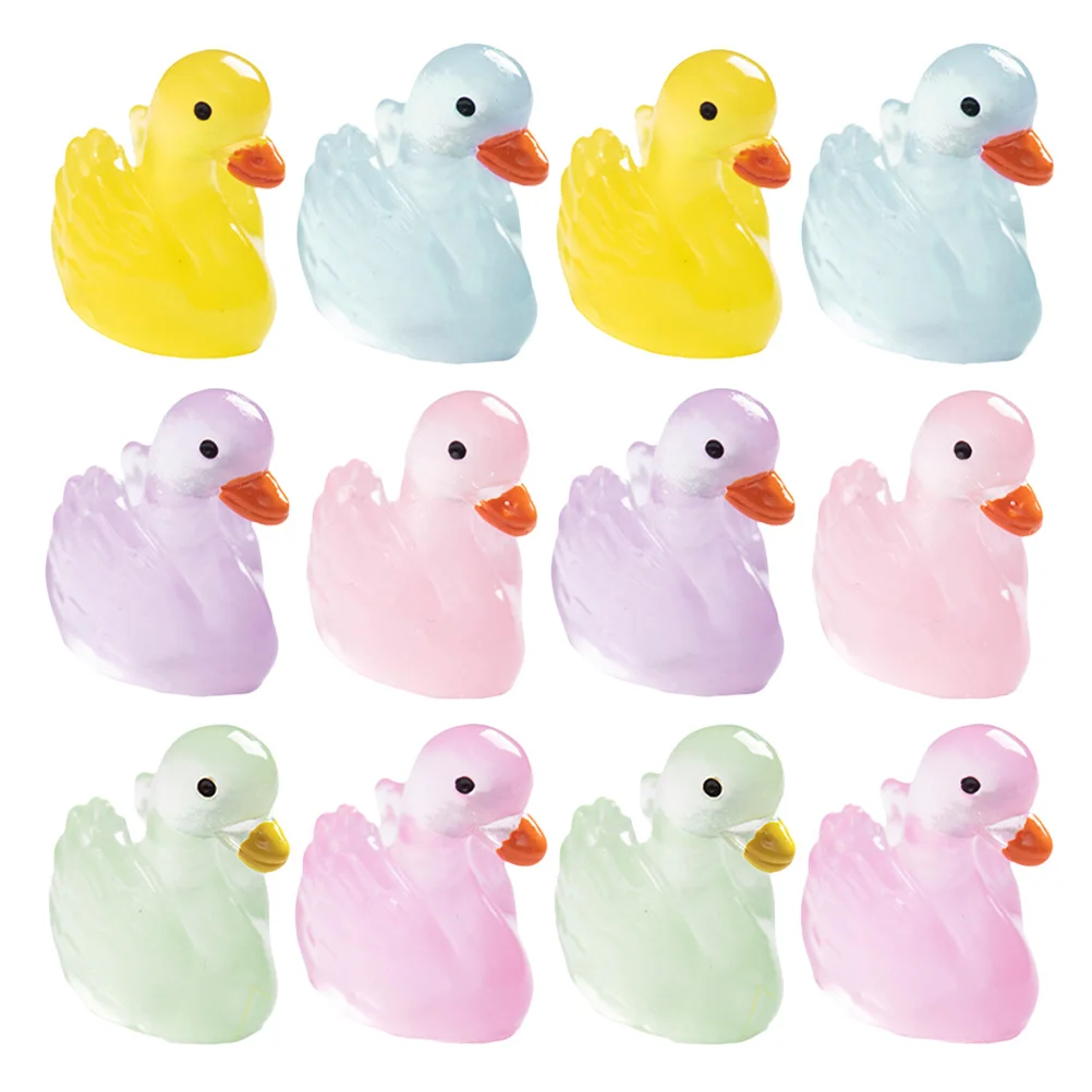 

12Pcs Cute Luminous Swan Resin Mini Animals Tiny Figures for Home Garden Decor Micro Landscape Dollhouse Miniatures