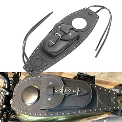 Cubierta de tanque de combustible de motocicleta, Panel de almohadilla, bolsa de babero para Harley Sportster 883 XL1200, cuero PU negro