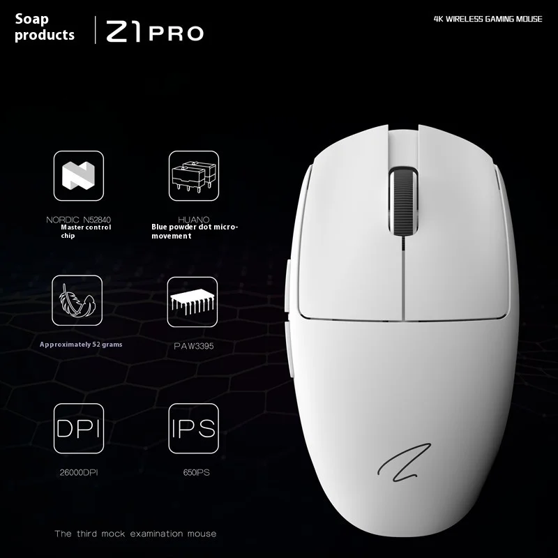 Imagem -06 - Pro Mouse sem Fio para Jogos Sensor Nórdico Chip 52840 Fps Modo 500mah Acessórios Personalizados Zopin-z1