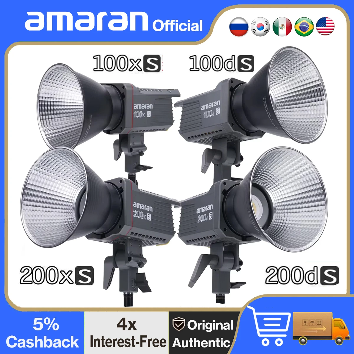 Amaran 200x S 100x S 200d S 100d S COB Video Light Bicolor Daylight Photography Lighting for Film Recoding Filmmaking by Aputure