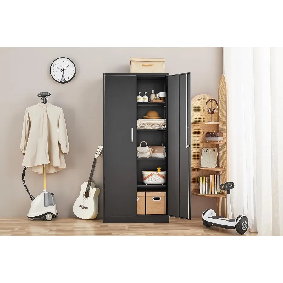 خزانة تخزين معدنية، خزانة مخزن المطبخ، خزانة تخزين مع أبواب ورفوف، أرفف قابلة للتعديل، خزانة تخزين المرآب مع #6