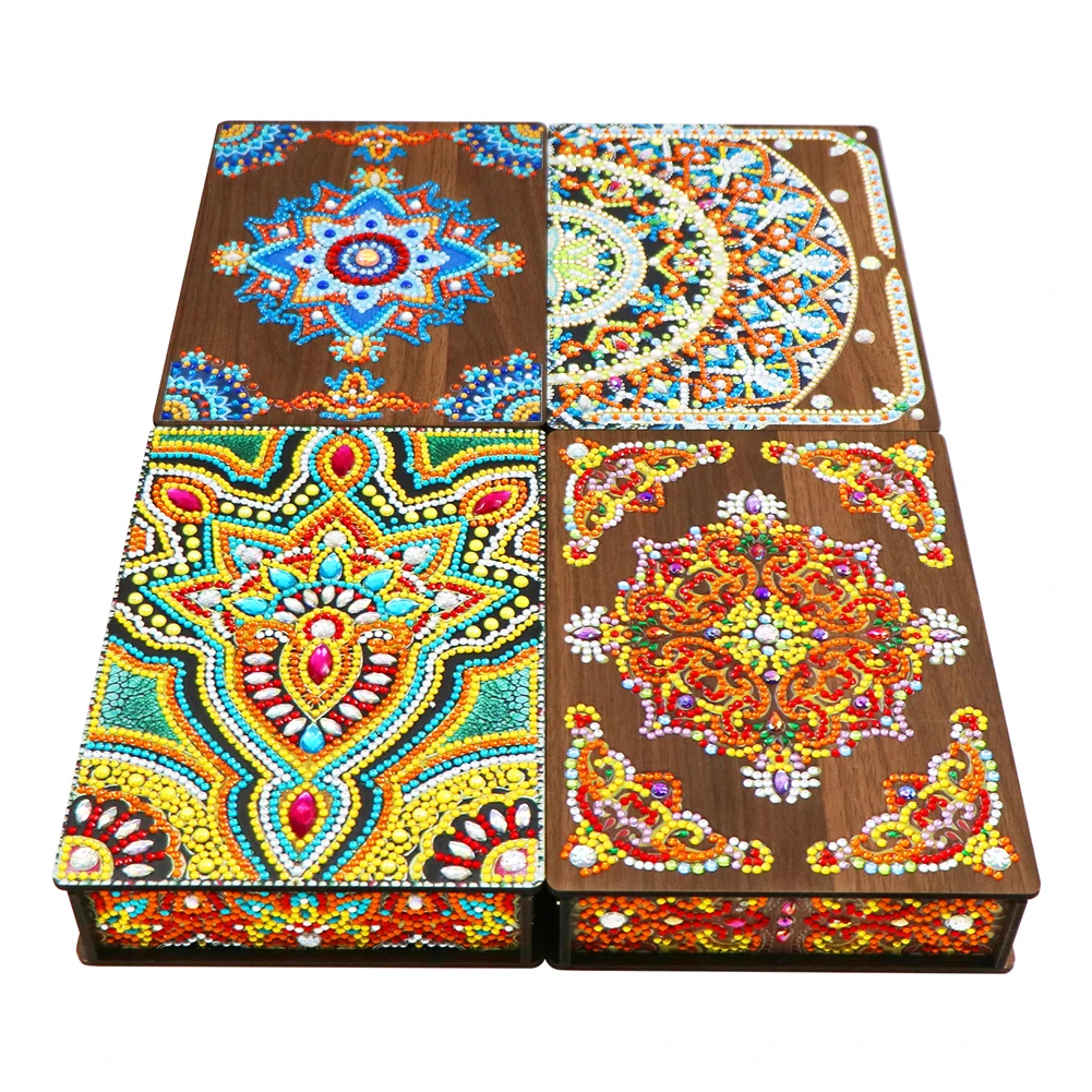 Classic Mandala Style Storage Box Diamond Painting DIY Jewelry Box Desktop Craft Storage Organizer Case Fragmented Ornament