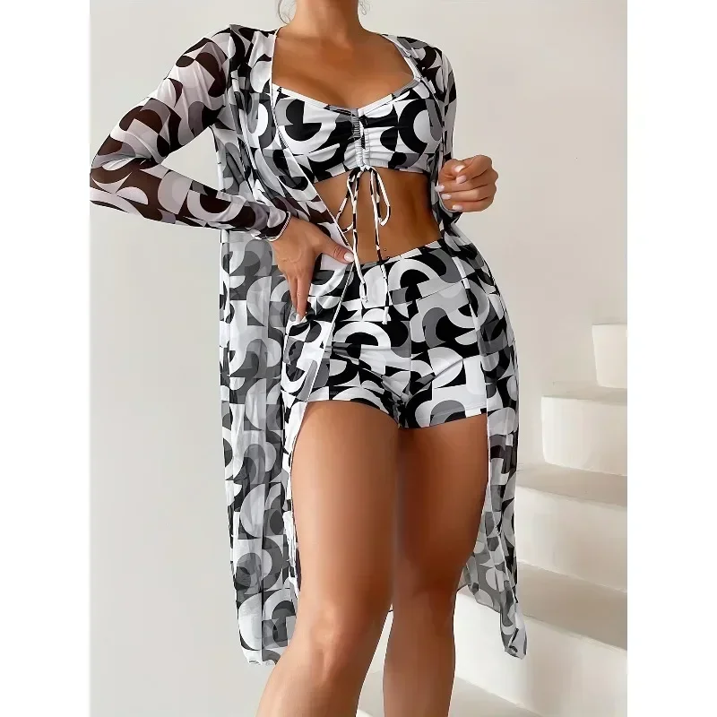 Stylish Three Piece High Waisted Bikini Set