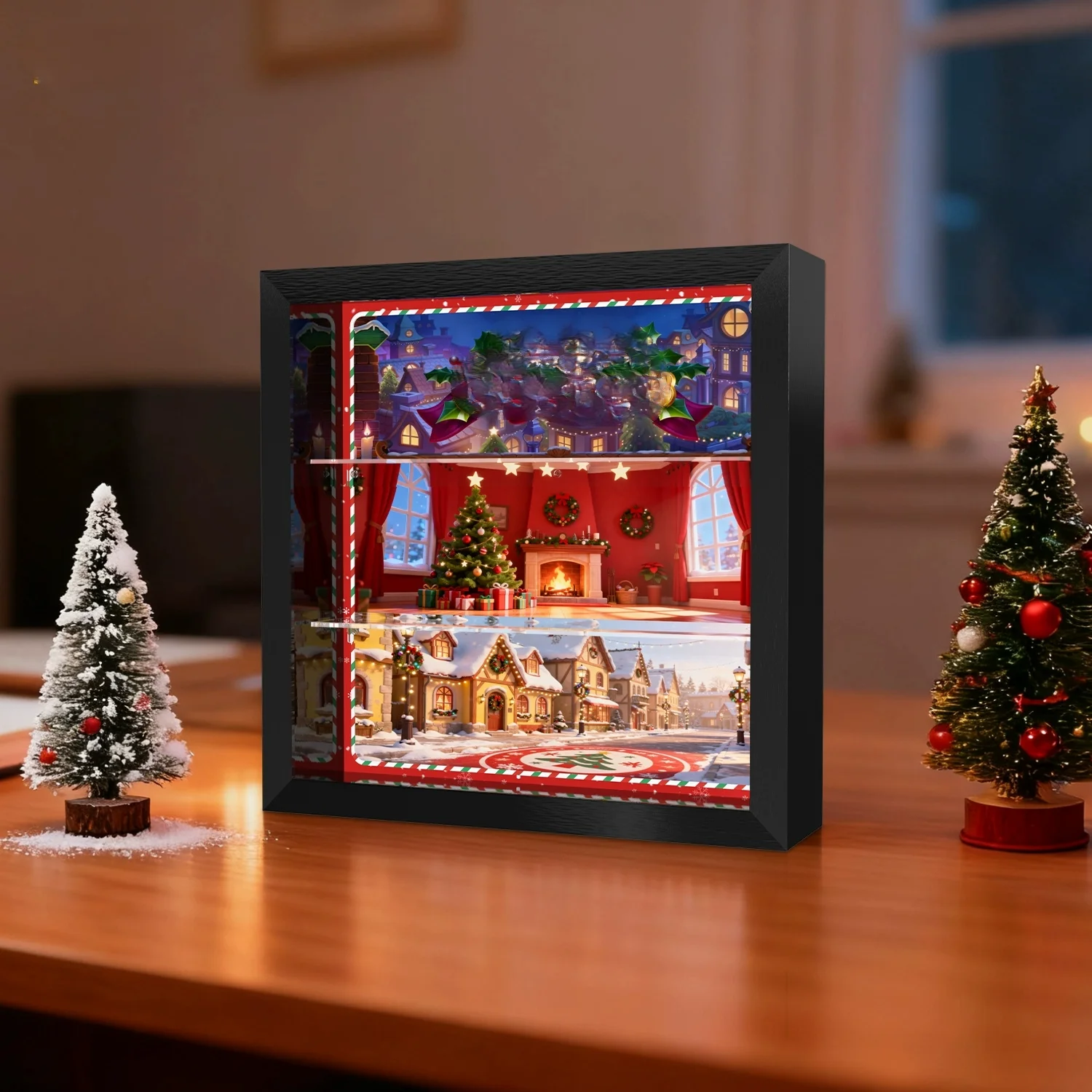 Suitable for Lego 60475 Countdown Calendar City Set Christmas Series Transparent Dustproof Picture Frame, the perfect Christmas