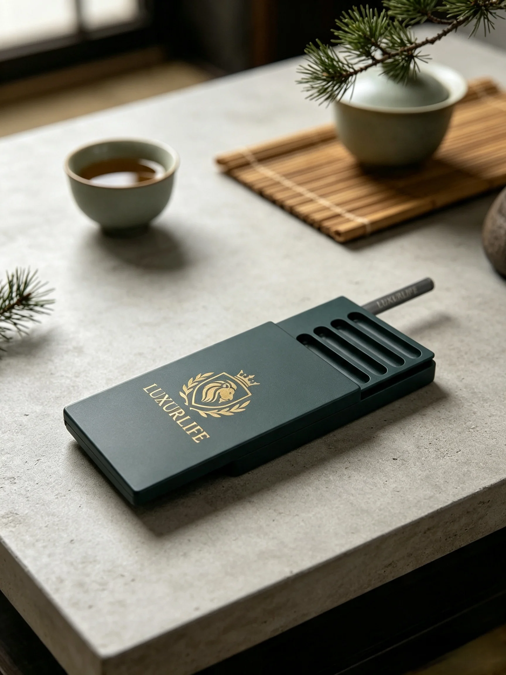 2er-Pack Schnupftabakdosen – 9-Fächer mit Metallrohr, Kronen-Emblem, Schnupftabak-Set – Detail 5
