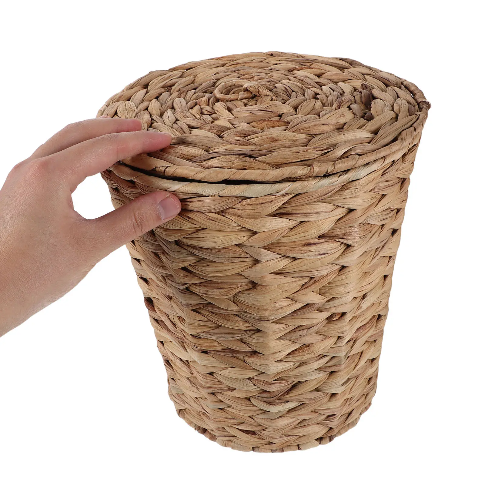

Rustic Trash Can Large Round Woven Basket with Lid Handwoven Farmhouse Garbage Bin for Bedroom Office Bathroom Laundry Hamper