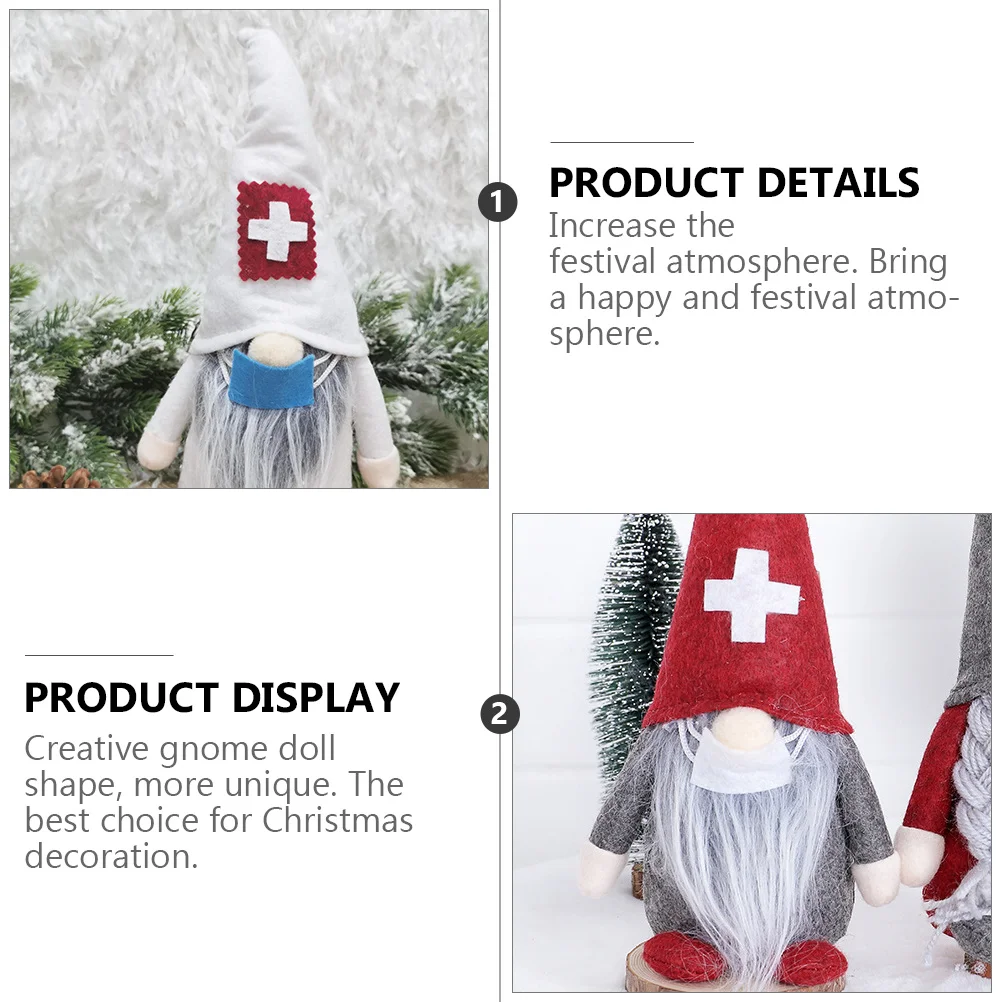 

2 Pcs Doctor and Nurse Decorations Ornaments Xmas Dining Table Lovely Gnome Party Adornment Polyester Material