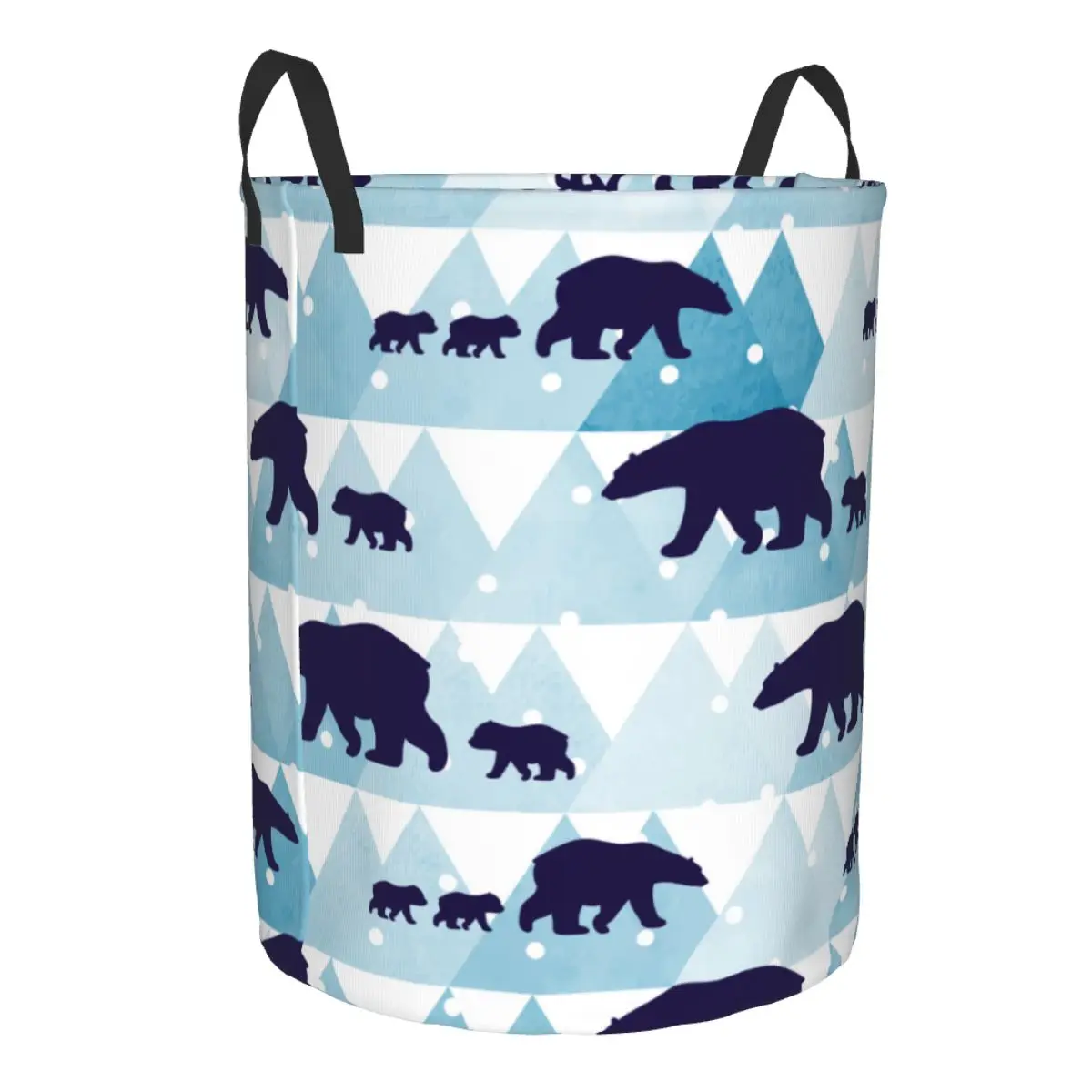 Folding Laundry Basket Polar Bear Mother Her Child With Round Storage Bin Large Hamper Collapsible Clothes Toy Bucket Organizer