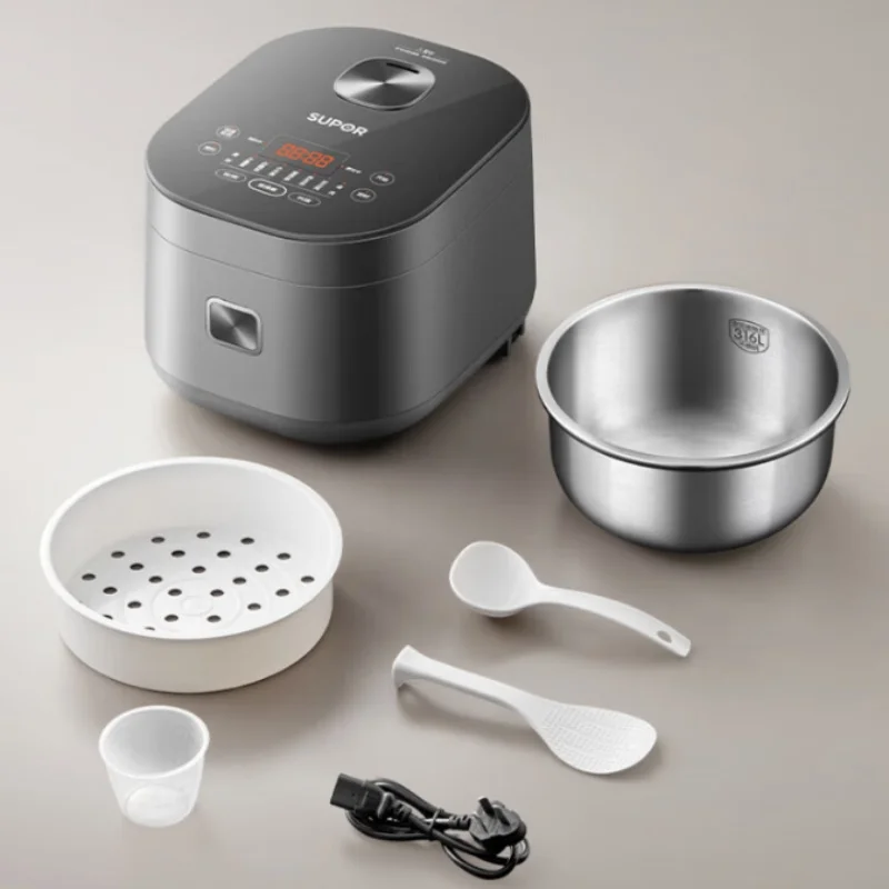SUPOR 0 Coating Electric Rice Cooker 316L Stainless Steel Uncoated Inner Pot for Use Braised Grain 24-hour Smart Appointment