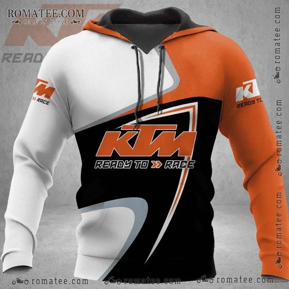 Fashion Off-Road Motorcycle Riding 3D Printed Pattern KTM Sport Hoodie Long Sleeves Comfortable Warm Hoodie with Drawstring