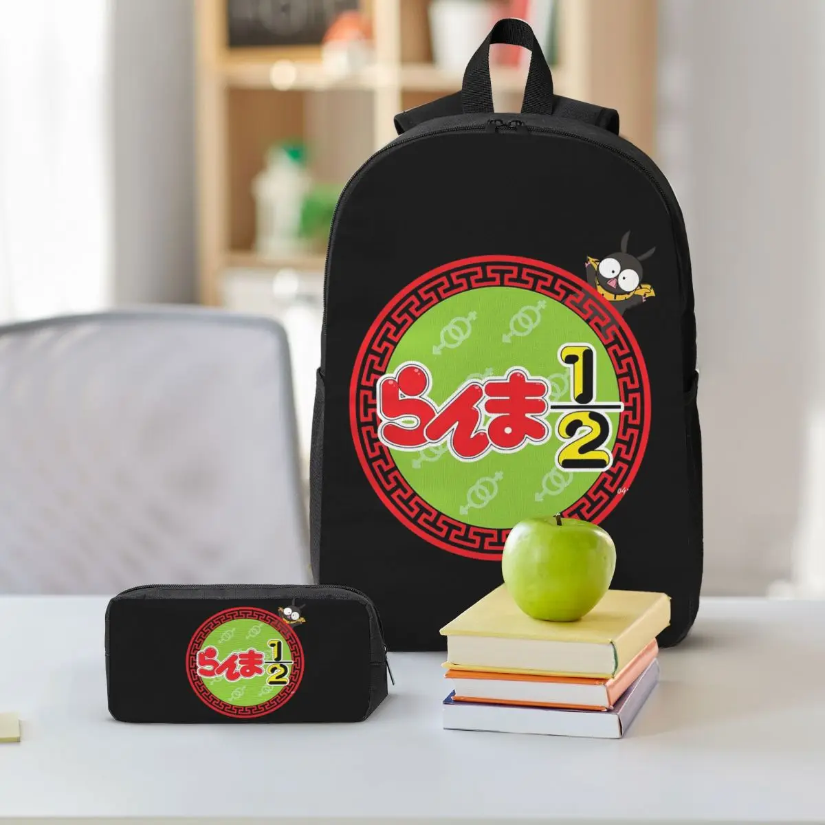 Ranma 1/2 Backpack Student Boys Girls BookBag School Bag Laptop Shoulder Bags 3ps Insulated Lunch Bag Pencil Case