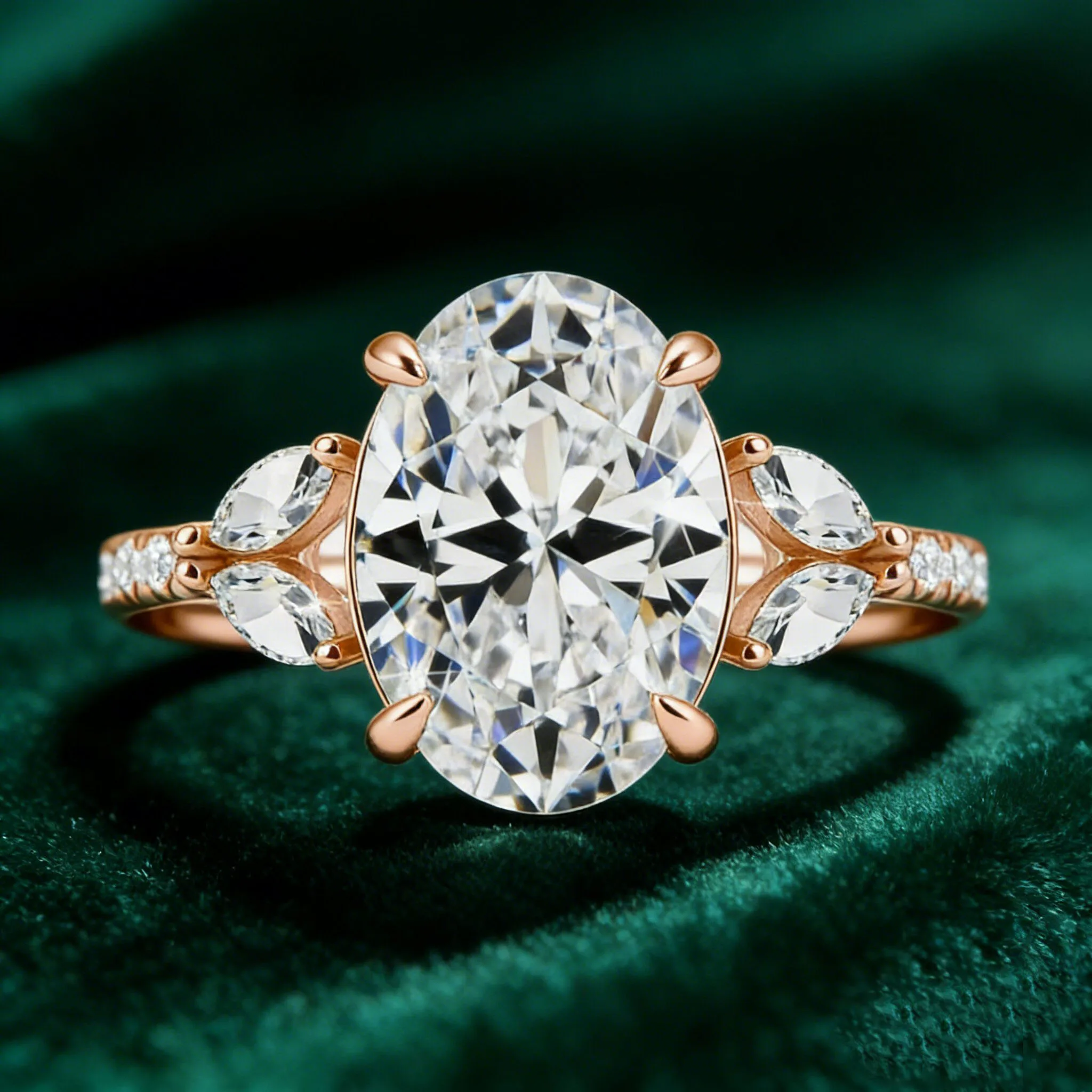 

Luxury 4.5ct Oval Moissanite 925 Sterling Silver D Color VVS1 Vintage Marquise Ring Accent Engagement Ring Anniversary Gifts