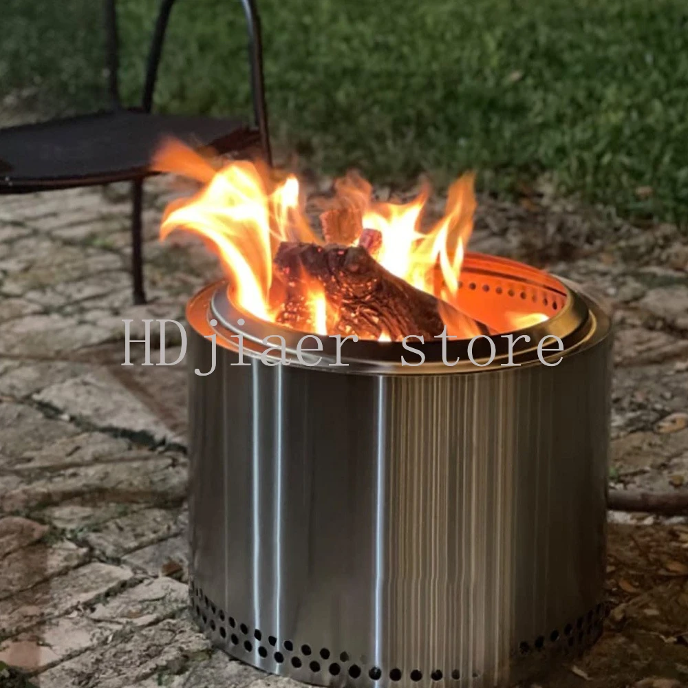 

38cm Medium Size Stainless Steel Outdoor Camping Stove - Integrated Smokeless Wood Stove for Yard Bonfire & Barbecue