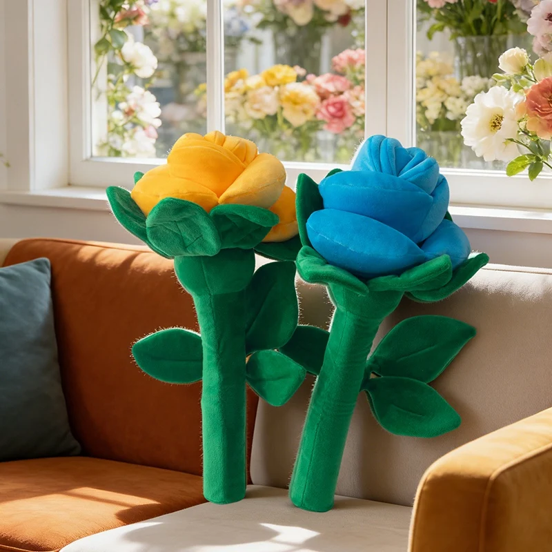 1Pcs Simulation Rose Flower Stuffed Soft Plush Toy Home Decoration Christmas Surprise Romantic Valentine Gift Girlfriend Gifts