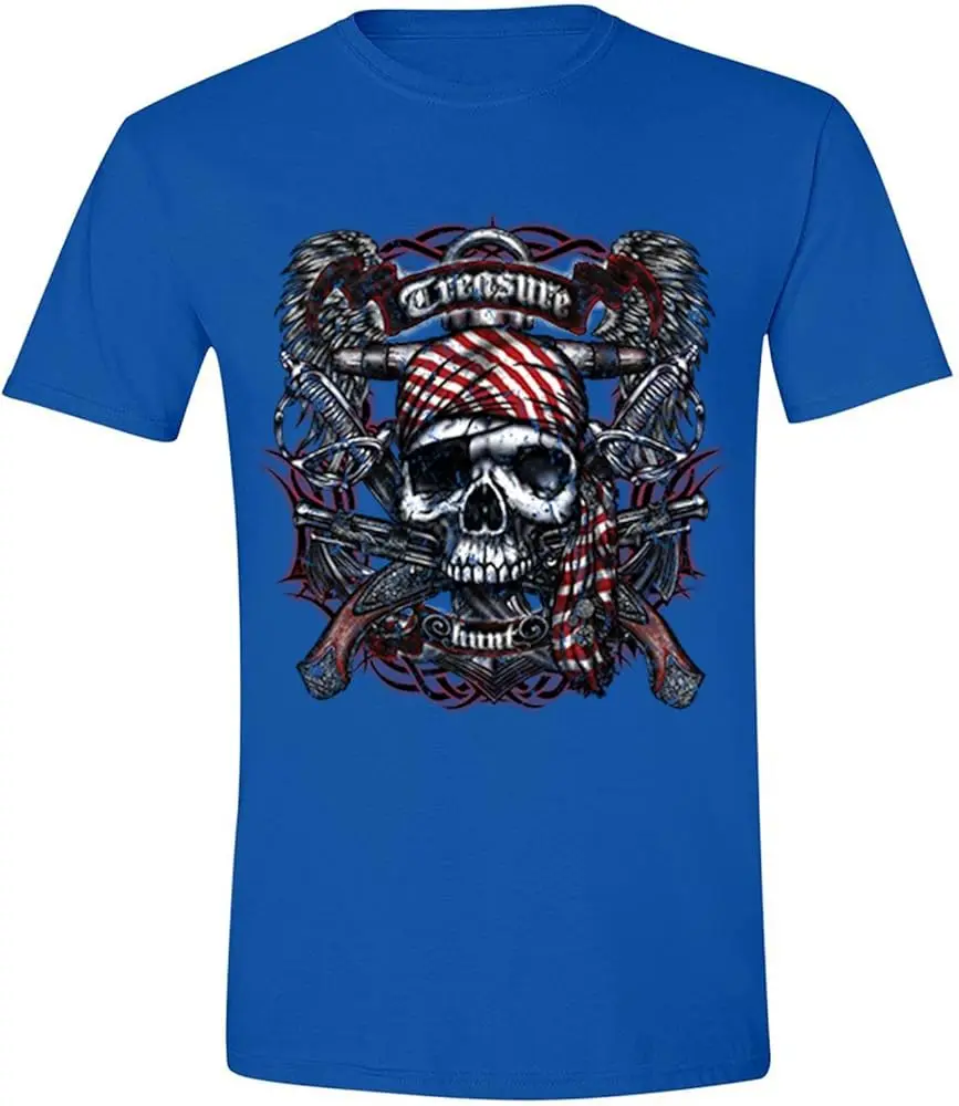 Men's Treasure Hunt Skull Crossbones Pirates Jolly Roger Crewneck Short Sleeve T-Shirt Y2K tops Unisex Summer Short Sleeve