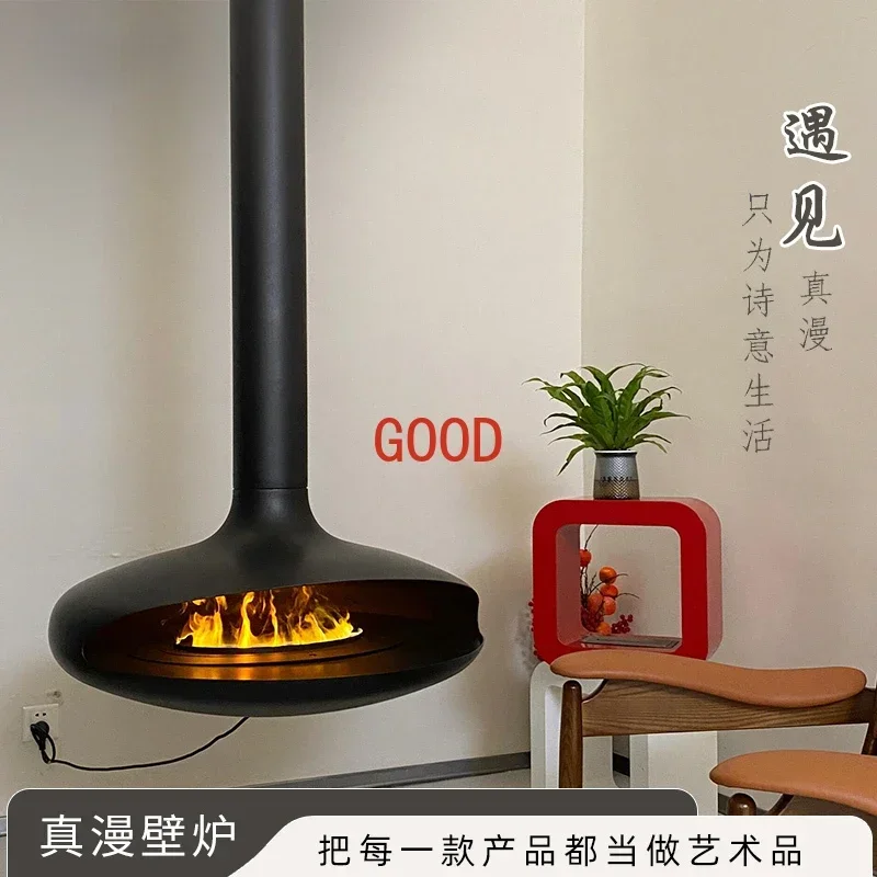 Real Fire Butterfly-Shaped Wood Burning Electronic Simulation Flame Atomization Fireplace Living Room Villa