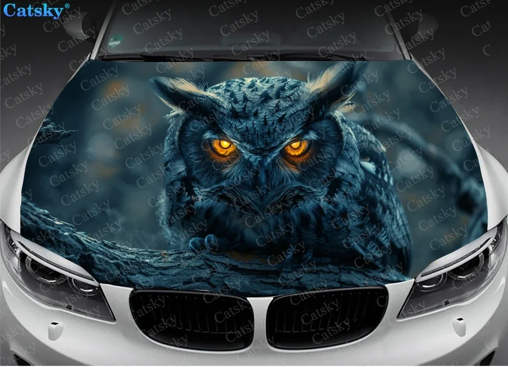 Owl Wildlife Nature Bird Car Hood Decal Stickers Wrap Vinyl Film Engine Cover Decals Sticker Car Hood Protective Film