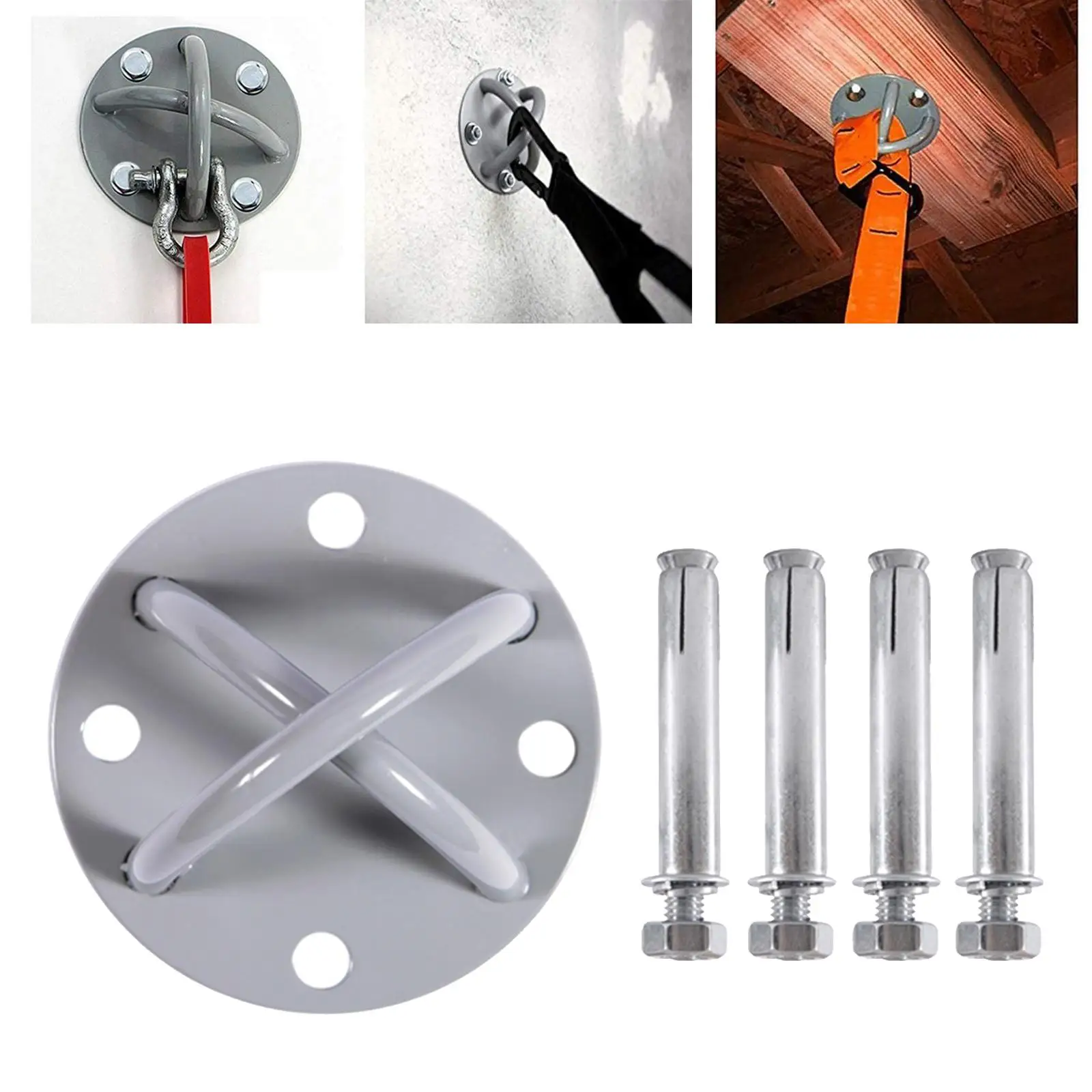 1 Piece Solid Yoga Ceiling Wall Mount Anchor 250kg Mounting Bracket Hardware with 4 pcs Screws Fitness Accessories
