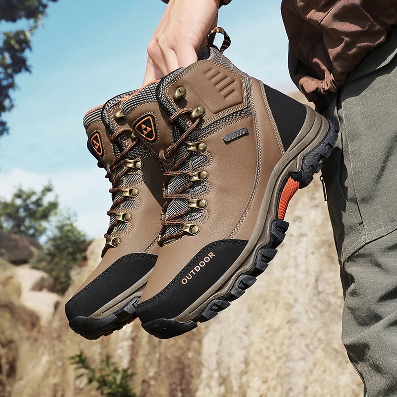 

Men's Waterproof Hiking Boots Non-slip Comfortable Outdoor Trekking Camping Trail Sneakers Mid Top Ankle Boots Climbing Shoes