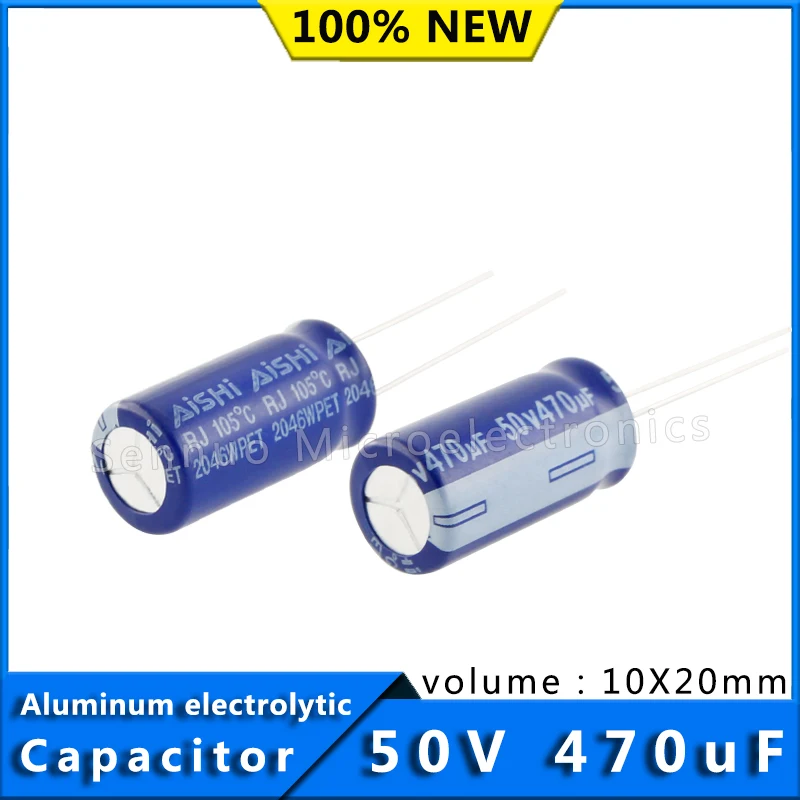 10Pcs 50V 470UF 10*20 10x20 mm Aluminum Electrolytic Capacitor High Temperature Resistant 105° High Frequency Low Resistance