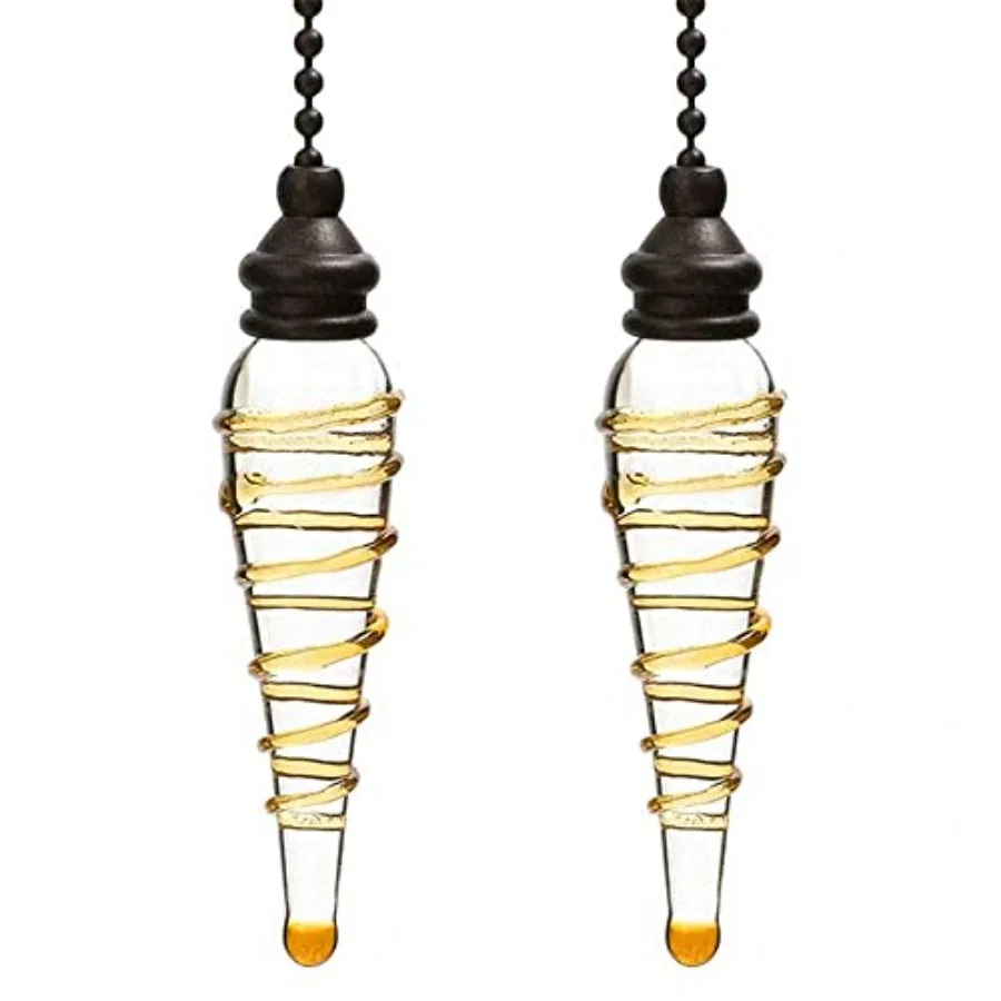 Ceiling Fan Pull Chains Ornaments 12 Inch Glass Pendant with Bead Pull Chain Connectors Decorative Extension for Ceiling Light