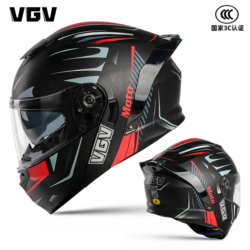 VGV Klapphelm mit Doppellinse, DOT-zugelassene Integralhelme, Motorrad-Schutzausrüstung, Herren und