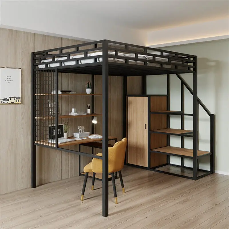 Elevated empty bed Suspended medium combination floor Attic bunk bed Under bed Half-height small apartment with wardrobe Childre