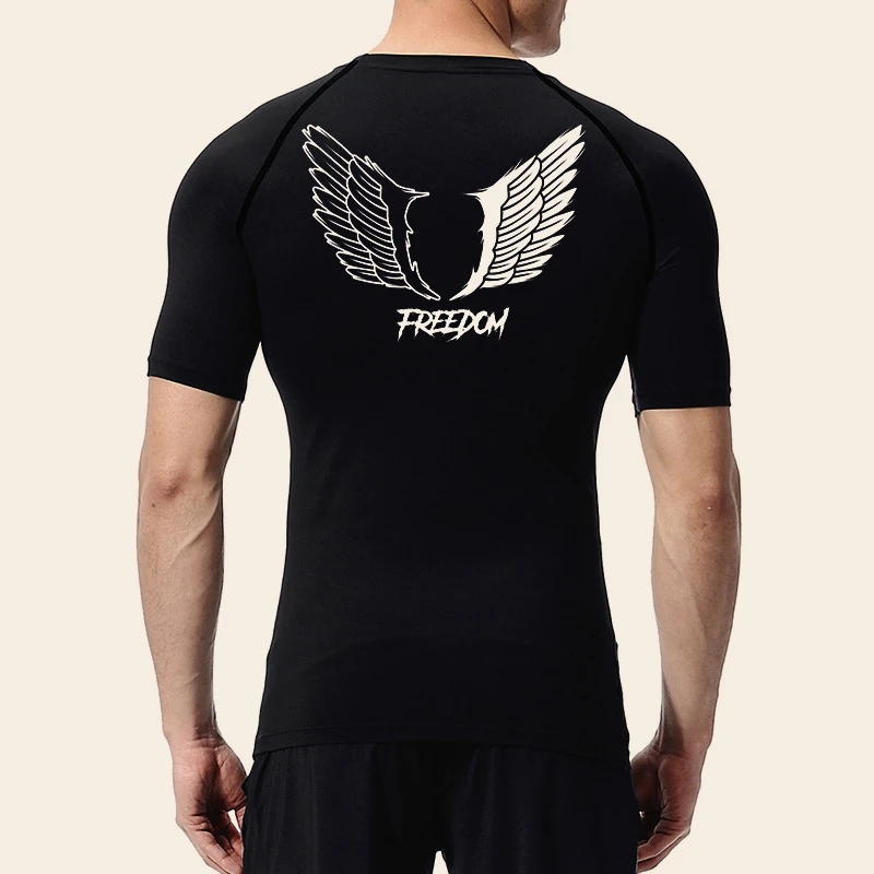

Angel Wings Free Print Men's Compression Shirt Sports Quick Drying T-Shirt Top Gym Exercise Running Underwear Base