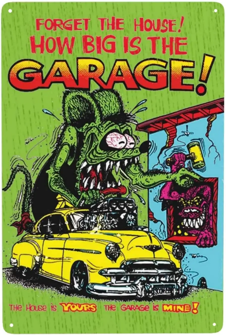 1p,Super Vegas Snooze Ya Lose, Rat Fink Monster, Ed Roth, Big Daddy, Daddy Roth, Metal Sign  Inches Garage Signs…, Multi, 20*30