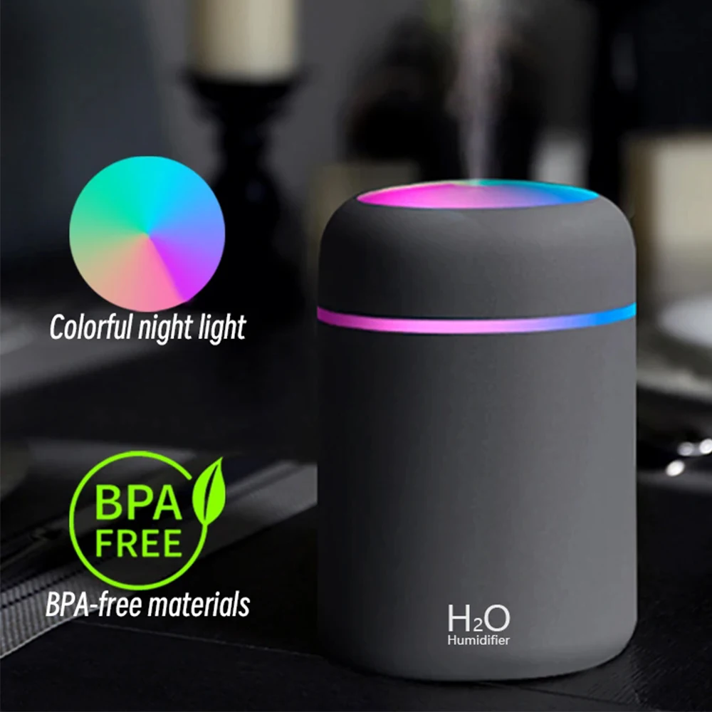 300ml H2O Air Humidifier Portable Mini USB Aroma Diffuser With Cool Mist For Bedroom Home Car Plants Purifier Humificador