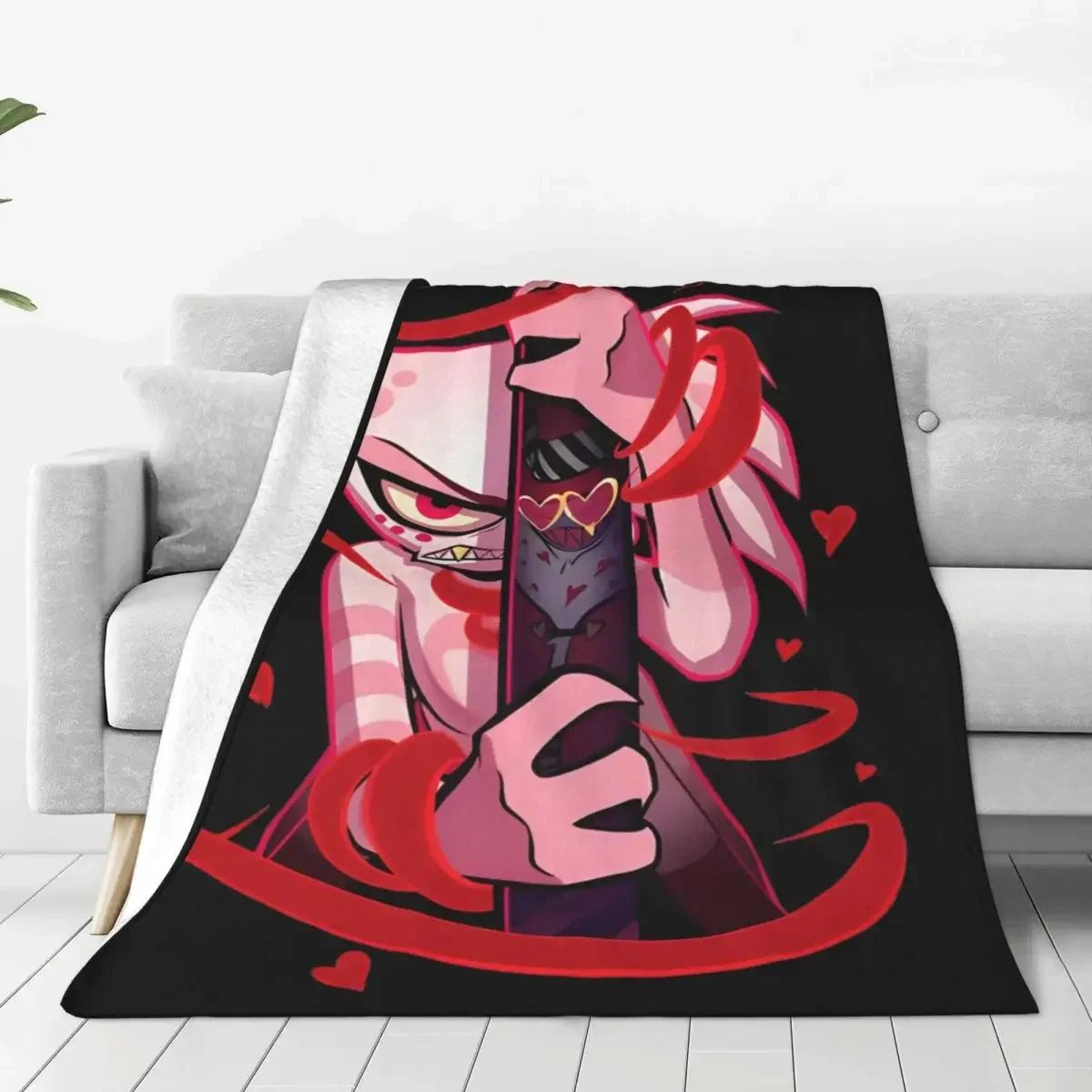 

Angel Dust And Valentino Addicted Hazbins Hotels Blanket Fleece Vintage Warm Throw Blanket for Coverlet All Season