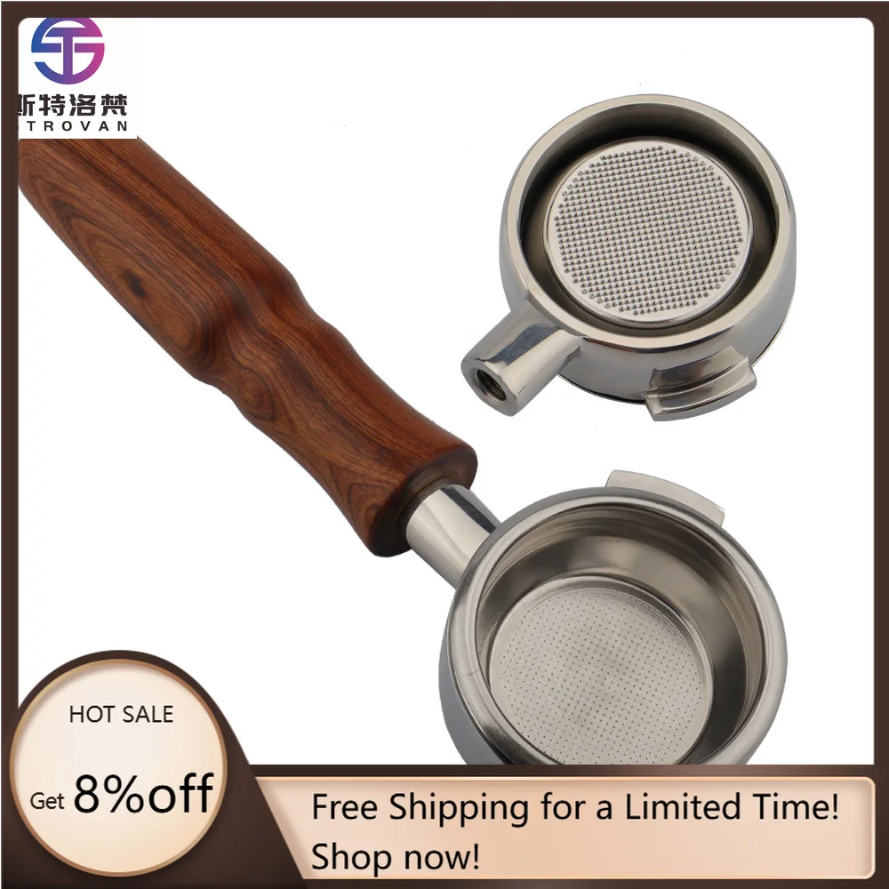 

STLF WJW Wholesale 304 Stainless Steel Heavy Type 58mm Portafilter Rosewood Handle Bottomless Portafilter for Simonelli