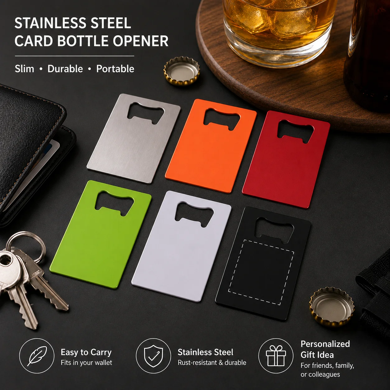Credit Card Custom Text Beer Bottle Opener Personalized Name Opener Tool Laser Engraving Portable Customized Text Beer Opener view 2
