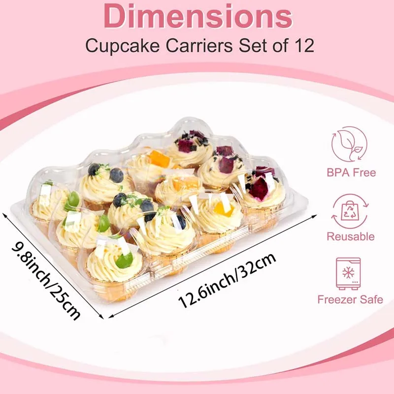 12 Holes Mini Cupcake Boxes Muffin Cupcake Muffin Container Box for Wedding Birthday Dessert Baking Decorations